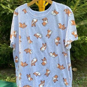 Zoe + Liv Gray Tee with Corgi Design